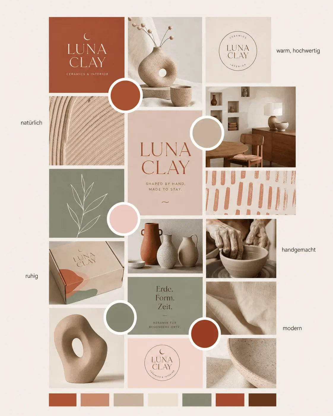 Moodboard erstellen — Beispiel für ein stimmiges Marken-Moodboard mit klarer Farbwelt